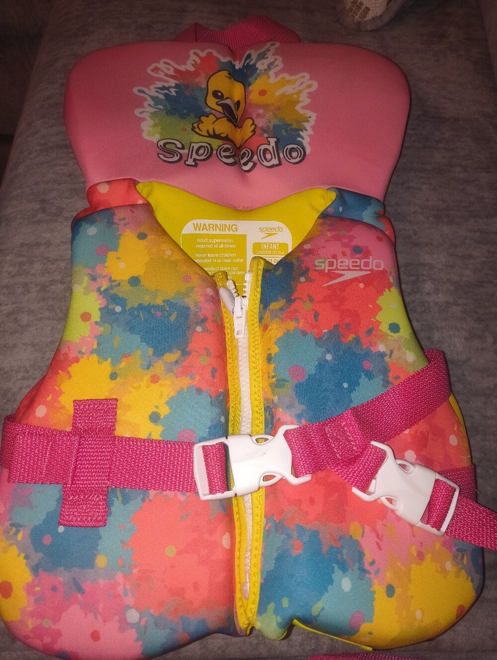 Speedo Kids' Splash Print Life Vest - Pink Yellow Blue